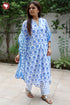 Terry Voile Kurta Pant with Dupatta in Floral Block Print