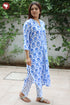 Terry Voile Kurta Pant with Dupatta in Floral Block Print