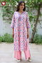 Cambric Cotton Kurta And Pant Set In Floral Block Print