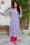 Cambric Cotton Kurta And Pant Set In Floral Block Print