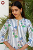 Cambric Cotton Kurta And Pant Set in Striped Block Print