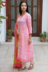 Kota Doria Kurta Pant Set With Dupatta In Block Print
