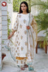 Cambric Cotton Kurta Pant With Dupatta In Floral Block Print