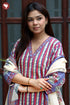 Terry Voile Kurta Pant with Dupatta in Floral Block Print