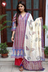 Terry Voile Kurta Pant with Dupatta in Floral Block Print