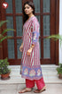 Terry Voile Kurta Pant with Dupatta in Floral Block Print