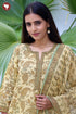 Kota Doria Mustard Yellow Kurta Pant with Dupatta In Floral Block Print