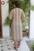 Kota Doria Kurta Pant with Dupatta in Geometric Block Print