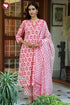 Bizzy Lizzy Kurta Pant with Dupatta Set in Floral Block Print
