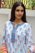 Bizzy Lizzy White Kurta Pant with Dupatta in Floral Block Print