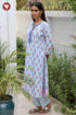 Bizzy Lizzy White Kurta Pant with Dupatta in Floral Block Print