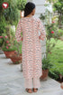 Bizzy Lizzy White & Rust Kurta Pant with Dupatta in Block Print