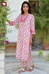 Mulmul Cotton Kurta Pant with Dupatta Set in Floral Block Print