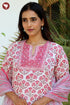 Mulmul Cotton Kurta Pant with Dupatta Set in Floral Block Print
