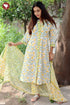 Terry Voile Kurta Pant With Dupatta Set in Floral Block Print