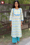 Cambric Cotton Kurta And Pant Set In Floral Block Print