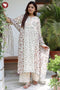 Mul Mul Cotton Kali Style Kurta Pant with Dupatta in Geometric Block Print