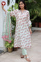 Chanderi Silk Kurta Pant with Dupatta in Pomegranate Block Print