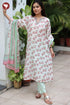 Chanderi Silk Kurta Pant with Dupatta in Pomegranate Block Print