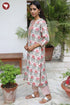 Chanderi Silk Kurta Pant with Dupatta in Embroidered & Floral Block Print