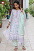 Chanderi Silk Kurta Pant With Dupatta In Floral Block Print