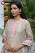 Chanderi Silk Kurta Pant with Dupatta in Zari Floral Block Print