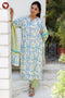 Chanderi Silk Teal Kurta Pant with Dupatta in Floral Block Print