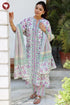 Chanderi Silk Kurta Pant with Dupatta in Floral Block Print