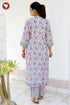 Chanderi Silk Kurta Pant with Dupatta in Floral Block Print