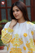 Slub Cotton Lemon & Yellow Kurta And Pant Set in Block Print