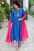 Chanderi Silk Kurta Pant & Dupatta Set in Floral Block Print