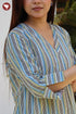 Cambric Cotton Blue & Olive Green Stripe Kurta and Salwar Set in Floral Print