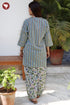 Cambric Cotton Blue & Olive Green Stripe Kurta and Salwar Set in Floral Print