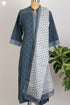 Cambric Cotton Kurta With Kota Doria Dupatta In Graphic Block Print