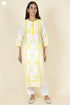Chanderi Silk Kurta With Dupatta In Golden Yellow Floral Block Print