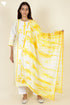 Chanderi Silk Kurta With Dupatta In Golden Yellow Floral Block Print