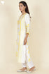 Chanderi Silk Kurta With Dupatta In Golden Yellow Floral Block Print