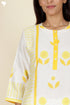 Chanderi Silk Kurta With Dupatta In Golden Yellow Floral Block Print