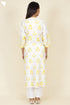 Chanderi Silk Kurta With Dupatta In Golden Yellow Floral Block Print