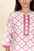 Chanderi Silk Kurta With Dupatta in GoldBlock Print