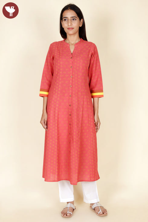 Khaadi Kurta And Kota Dupatta Set In Block Print