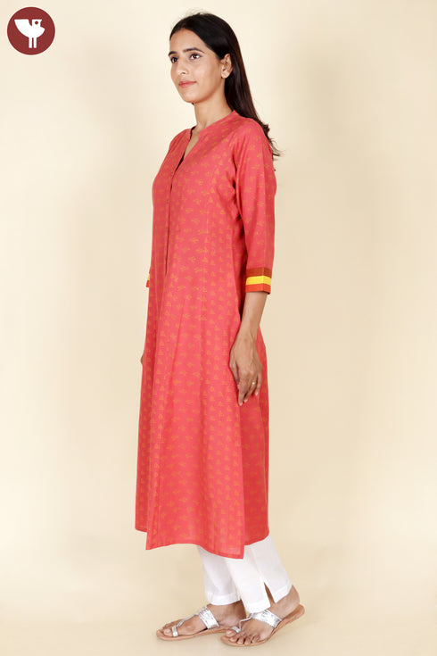 Khaadi Kurta And Kota Dupatta Set In Block Print