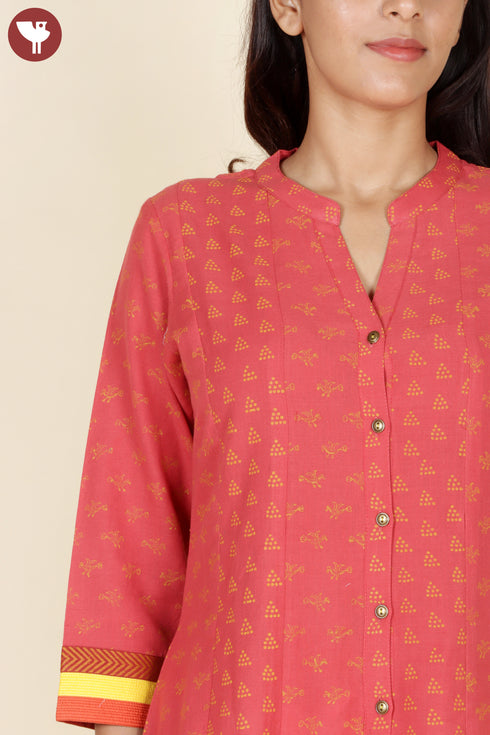 Khaadi Kurta And Kota Dupatta Set In Block Print