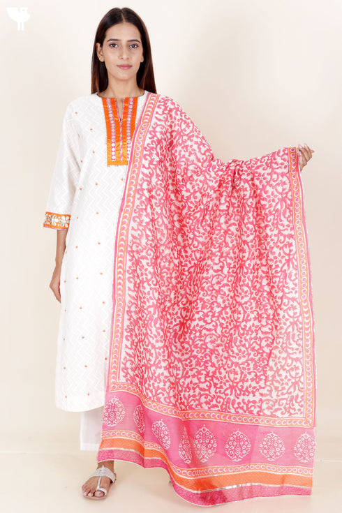 Banarasi Cotton Kurta With Chanderi Silk Dupatta