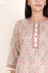 Terry Voile Kurta With Kota Dupatta In Floral Block Print