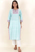 Cambric Cotton Kurta With Kota Dupatta In Floral Block Print