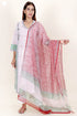 Cambric Cotton Kurta With Kota Dupatta In Floral Block Print