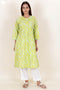 Cambric Cotton Kurta And Kota Doria Dupatta Set In Block Print
