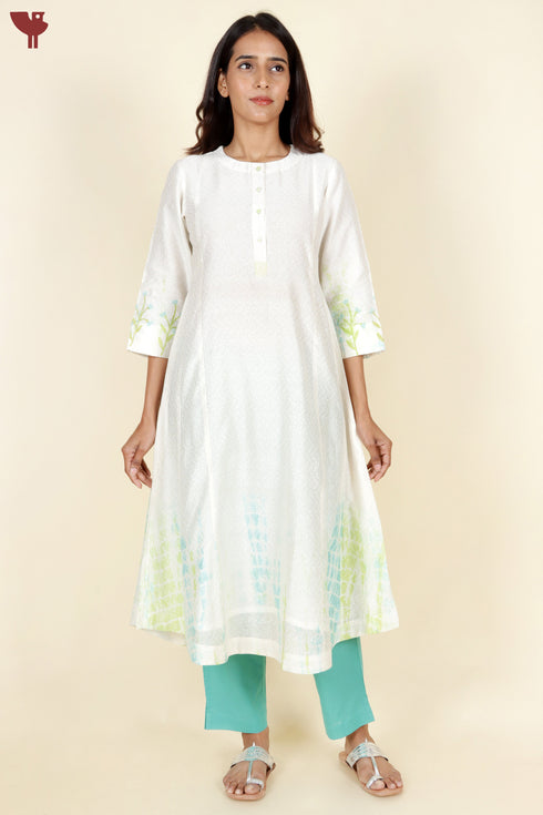 Chanderi Silk Kurta And Dupatta Set With Block Print
