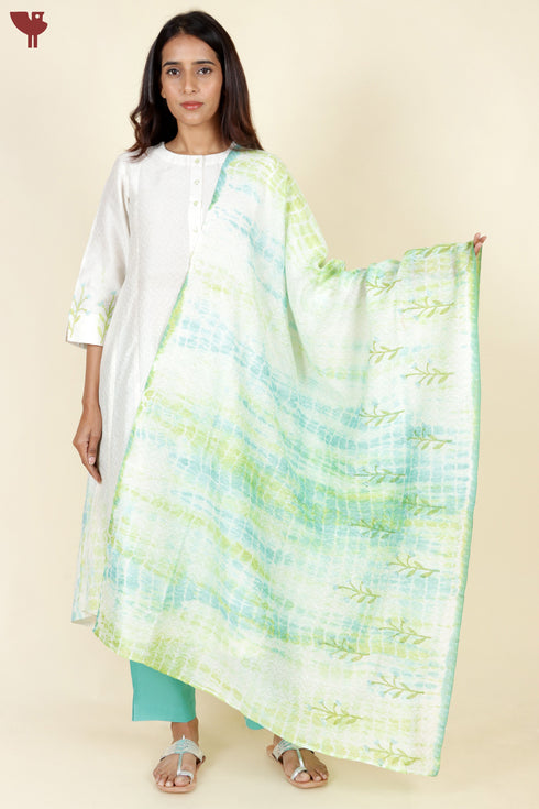 Chanderi Silk Kurta And Dupatta Set With Block Print